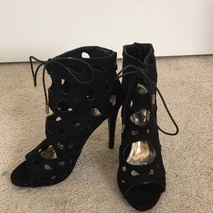 Black strappy heels